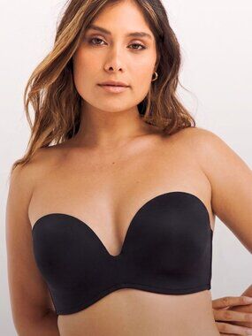 Wonderbra Ultimate Strapless Bra 32H Black Multiway Convertible Underwire Padded
